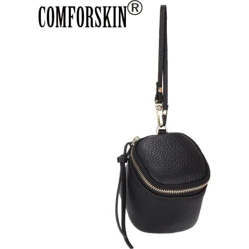 COMFORSKIN Cowhide Leather Women Coin Purse New Arrivals Luxury Mini Wallet Dropshipping Multi-function Zipper Purse For Girls