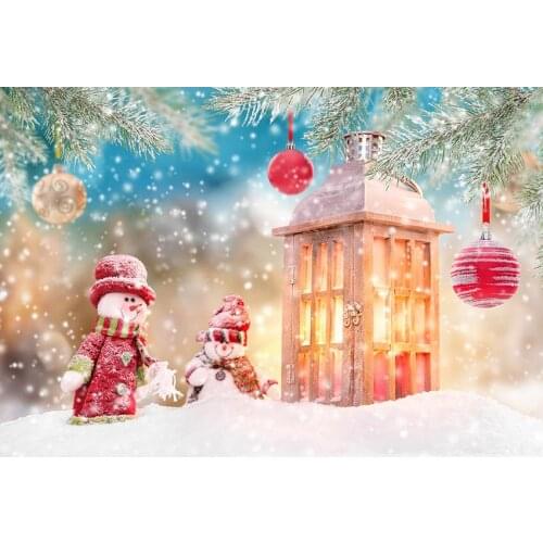 Snowman outdoor photography backgrounds vinyl children Xmas 2020 photo backdrop for photographer studio props fotografia lv-2365