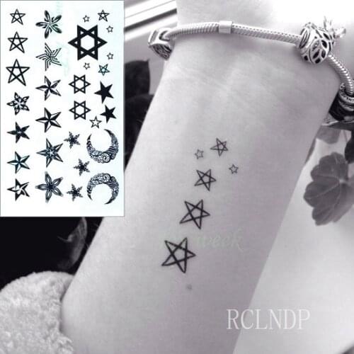 Waterproof Temporary Tattoo Sticker Black white Star Triangle Fake Tatto DIY Flash Tatoo Tatouage Wrist Foot Hand For Girl Women