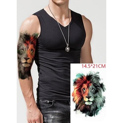 Waterproof Temporary Tattoo Sticker Color Lion Head Big Cat Tatto Stickers Flash Tatoo Fake Tattoos for Men Women