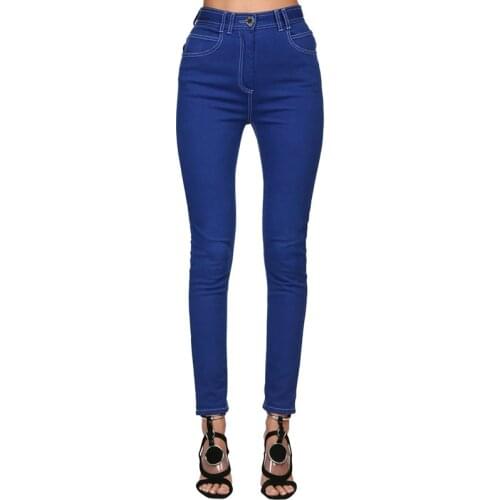HIGH QUANLITY Newest 2021 Designer Jeans Womens Top Stitching Contrast Denim Jeans Pencil Pants