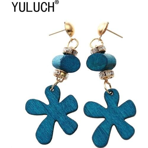 YULUCH Simple Style Wood Star Earrings 5 colors Jewelry For Women Fashion Jewelry earring for girl