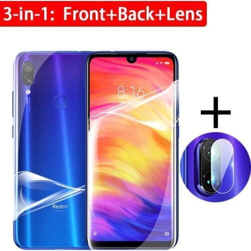 3in1 redmi7 screen back hydrogel film camera lens protector for Xiaomi Redmi Note 7 7S 7A note7 7pro K20 Pro protective no glass