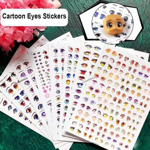 1Sheet Doll Cartoon Eyes Stickers Multistyles Cute Anime Figurine Doll Face Organ Decals DIY Eye Chips Paper Doll Accessories