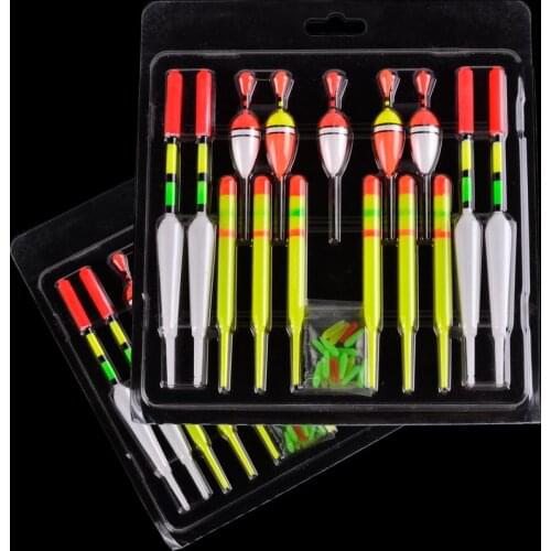 1 set (15Pcs) Vertical Buoy Sea Fishing Floats Assorted Size for Most Type of Angling with Attachment Rubbers Fishing Lures