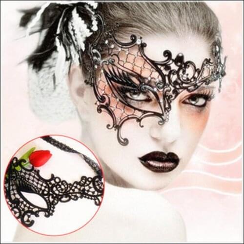 1pc Women Sexy Black Lace Eye Mask Fashion Masquerade Halloween Costumes Accessories Prom Dance Party Half Face Blindfold Masks