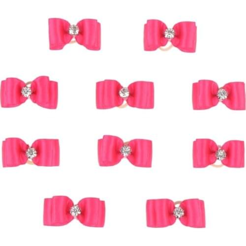 10/20pcs Dog Bows Hair Accessories Rose Red Ribbon Bowknot with Rhinestone Dog Topknot Pet Hair Accessory accesorios para perros
