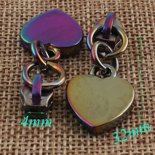 10 pcs Rainbow Head Zipper Slider Puller 4mm Heart Zipper Heads Zipper Slider Handbag Hardware,Sewing Jewelry Handbags Craft