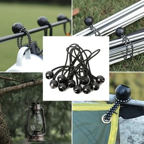10Pcs Cord Ends Elastic Jumping Rope Bungee Black Balls Tarp Canvas Tarpaulin Flag Pole Ties Lace Solid Boat Pole Accessories