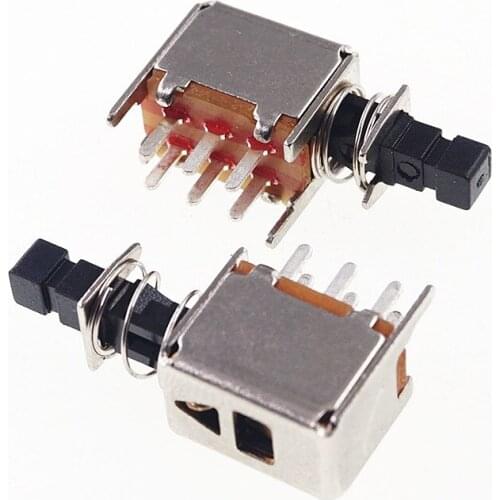 1000Pcs Self-Lock Push button Switch DPDT Standard Through Holes PCB Right Angle PS-22F02 PushButton Switch On-On 0.2A 30V 2P2T