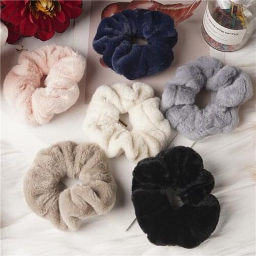 2Pcs/Set Autumn and Winter Plush Hair Tie Korean Style Warm French Retro Headdress