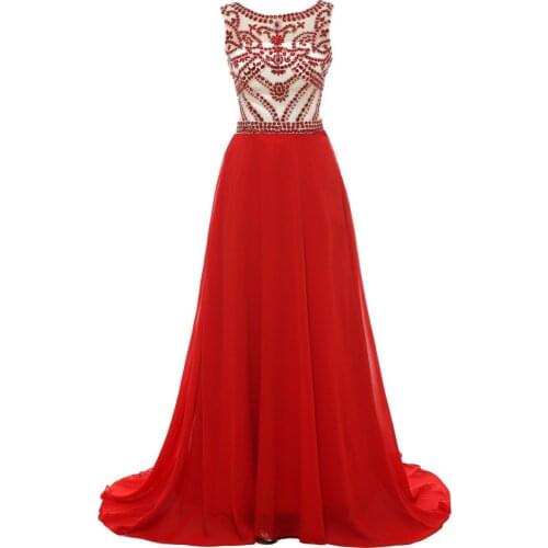 2019 Elegant Crystal Heavy Beading Gown Sexy See Through Tulle vestidos de fiesta Plus Size Long Evening Dress