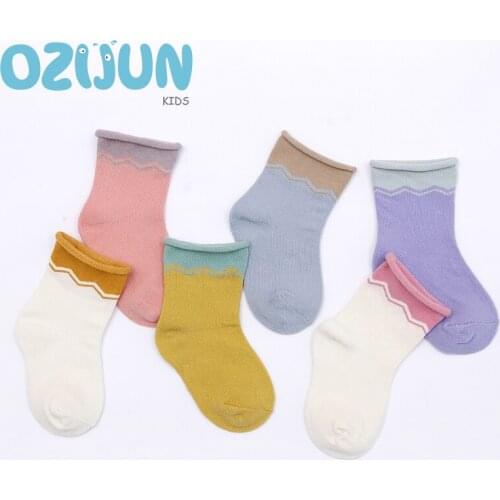 3 Pairs/Lot 4 Sizes Spring Summer Kids Girls boys Cotton Socks Baby newborn Soft comfortable crimping Top socks 0-5 Year