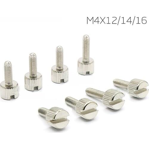 5/10/20Pcs M4 Slot Thumb Screw High Head Slotted Knurled Adjust Screws Nickel Plated Bolts Spring
