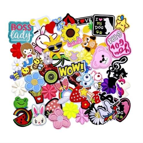 60PCS Fashion Cute Animal Embroidery Patches DIY For T-shirt Jeans Iron/Sewing Clothing Accessories Patch