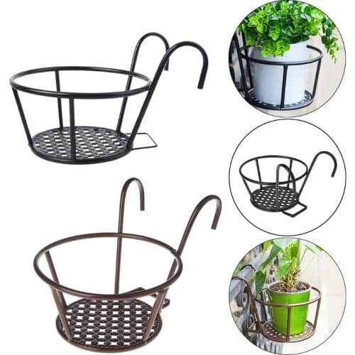Balcony Hanging Flowerpot Plant Creative Iron Racks Outdoor Window Round Shape
