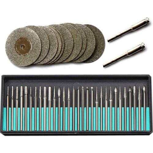 For Dremel Accessories Rotary Tools 30Pcs Diamond Burs 12Pcs Diamond Saw Blades Mini Cutting Discs Drill Bits For Dremel Tool