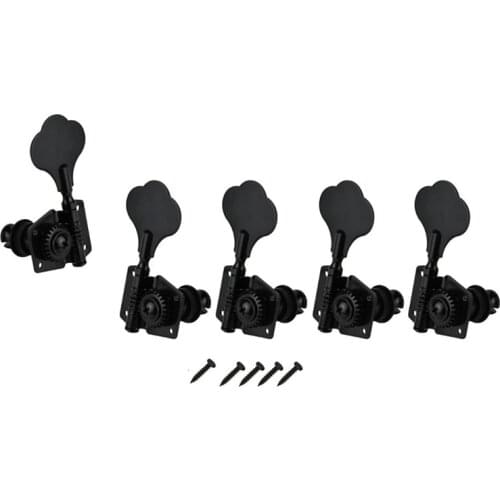 5Pcs Guitar Accessory Vintage Open Bass Guitar Tuning Keys Pegs Machine Heads Tuners Black 1L4R for 5 Strings Bass
