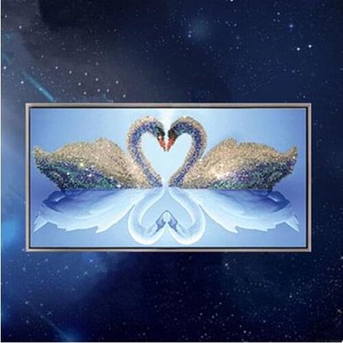 Free Shipping Pastoral Wedding Decoration 5D DIY Diamond Painting Animal Swan Partial Drill Resin 50X27 100x50 120x60 Frameless