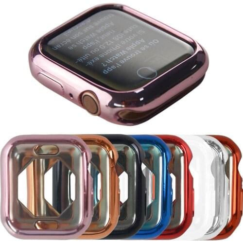 For Apple Watch Case Series 6/5/4/SE 44mm 40mm Plated TPU Soft Flexible Cover Thin Anti-fall Replaceable Bumper for iWatch Shell