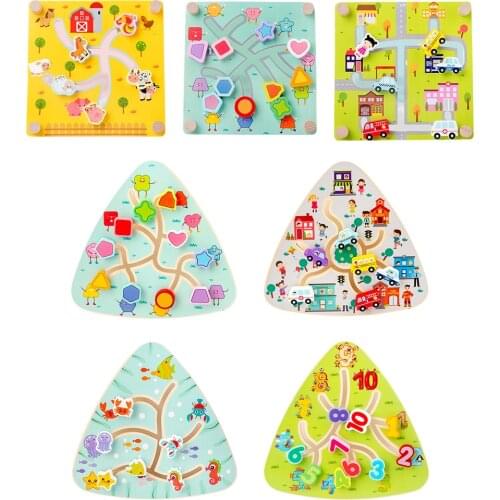 Kids Puzzle Wooden Maze Activity Board Game Montessori Math Toy Travel Toy STEM Toy Gift 3 Year Kids