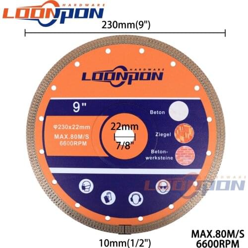 Turbo Diamond Saw Blade Disc For Porcelain Tile Ceramic Granite Marble For Angle Grinder Diamond Dry Saw Blade 230mm