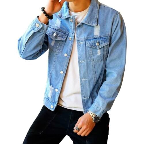 Mens Denim Jacket Hip Hop Retro Denim Jacket Street Casual Pilot Harajuku Fashion Spring Autumn Thin Sky Blue Mens Jacket 3XL
