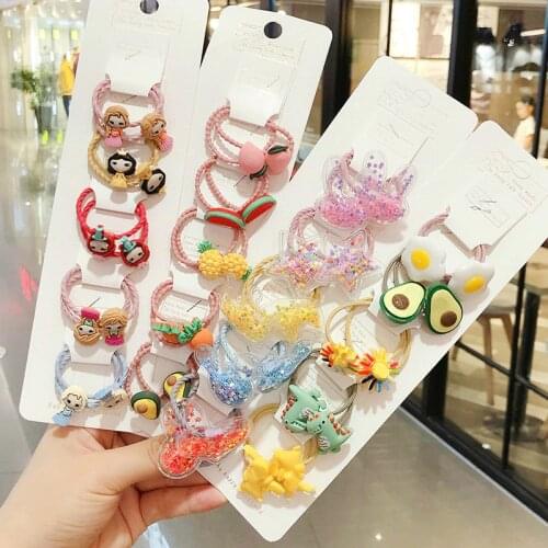 2/5/10Pcs/Set Girls Cute Cartoon Avocado Fruit Elastic Hair Bands Scrunchies Ponytail Holder Headbands Kids Hair Accessories