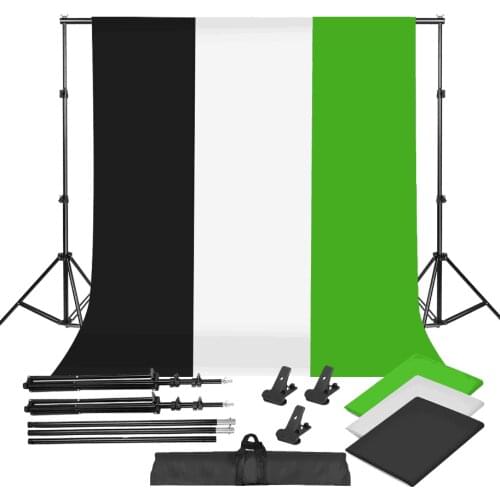 ZUOCHEN 2x2m Photo Studio Black White Green Backdrop Chroma Key Screen Background Stand Kit for Portraits Youtube Video Shooting