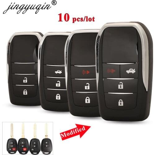 Jingyuqin 10pcs Upgrade Remote Car Key Case For Toyota TOYOTA Reiz Corolla Camry RAV4 Prius 2/3/4 Button Modified Flip Key Shell
