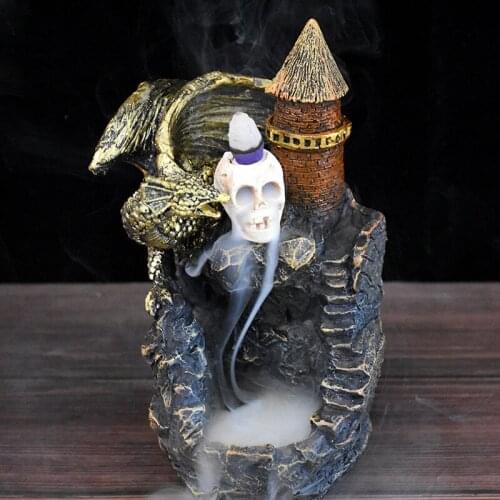 Halloween Dinosaur Skull Resin Incense Burner Ghost Festival Horror Crafts European Home Funny Backflow Censer Decoration Items