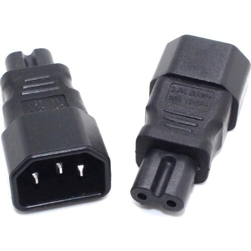 IEC 320 C14 To C7 Conveter 10A 250V, Connect C13 To C8 AC Plug Adapter Female to Male PVC Material Black