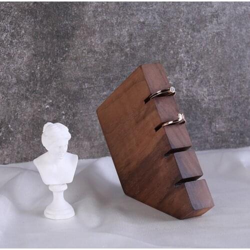 Brown Solid Wood Ring Display Holder Jewelry Display Holder Ring Display Showcase