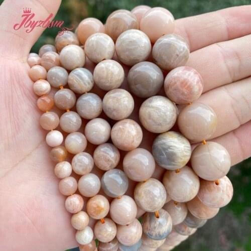 Round Smooth Natural Sunstone Loose Beads 6.8.10.12.14mm for DIY Women Men Necklace Bracelet Rings Earrings Jewelry Making 15"