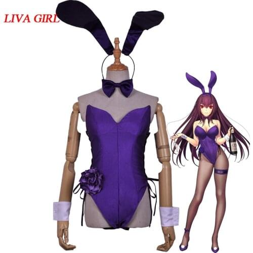 Liva girl Fate Go FGO Scathach Bunny Girl Cosplay Costume Bartender Sexy Bodysuit Women
