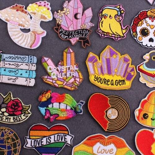 Cartoon Patches On Clothes Iron On Patch For Clothing Thermoadhesive Patches Crystal /Gay Love Embroidery Patch Diy Appliques
