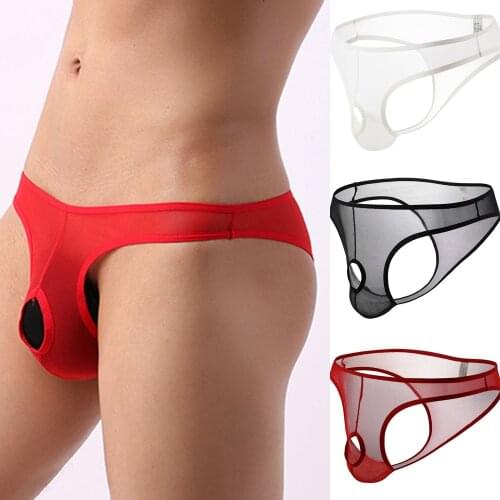 Mens Sexy See-through U-convex Underwear Mesh Transparent Briefs Mesh Sheer Pouch Stretchy Seamless Breathable Panties Thongs