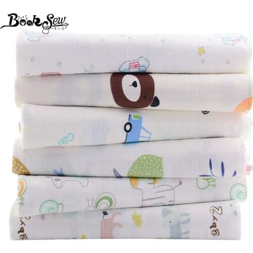 Booksew Soft Skin-Friendly Double-Deck Print Gauze Plaid Per Yard Cotton Cloth Fabrics for Sewing Baby Dress Quilt Needelwork