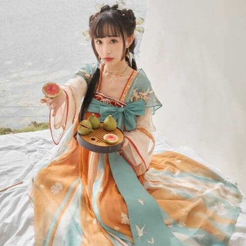New Female Hanfu Suit Chinese Traditional Clothes Han Tang Dynasty Princess Dress Improved Modern Stage Hanfu Costumes DQL5742