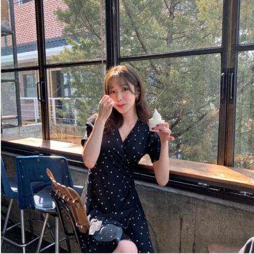 2020 New New Summer Dress Dot Girls Boho Party Female Vintage Dress Print Short Sleeve Women Dresses Long Robe Vestido