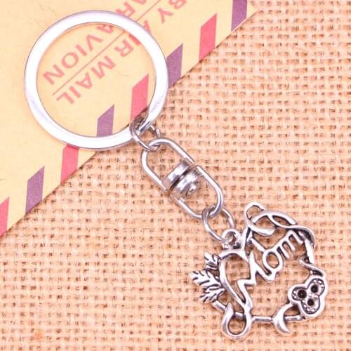 New Fashion Keychain 26*24 mm heart mom Pendants DIY Men Jewelry Car Key Chain Ring Holder Souvenir For Gift