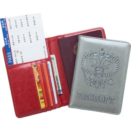 Russian Passport Holder Cover Wallet RFID Blocking PU Leather ID Credit Card Holder Case Russia Travel Document Organizer