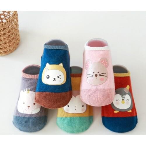 0-5Y Baby Socks Spring And Summer New Style Combed Cotton Baby Boy Non-Slip Toddler Floor Socks Baby Girl Cartoon Print Short Bo