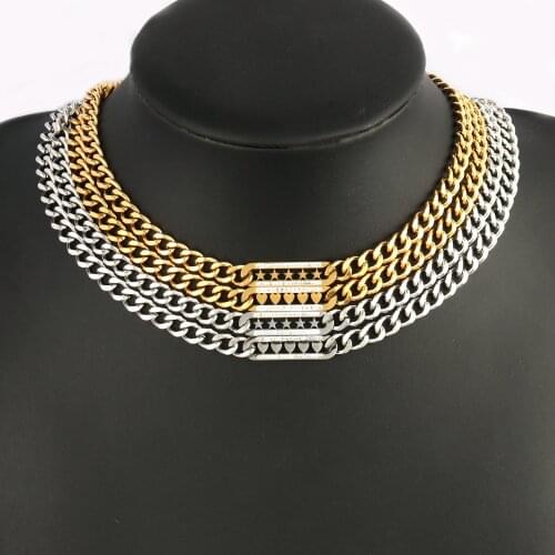 Stainless Steel Necklace For Women Thick Chain Necklace Necklaces Punk Chain Choker Necklace Gold Heart Star Necklace Jewelry
