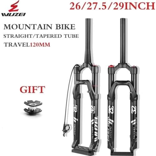 Mountain Bicycle Fork 26/27.5/29er MTB Bike Shoulder/Wire Control Straight Pipe/Cone of Air Damping Remote Suspension 120mm