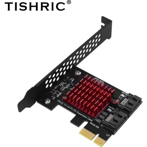 TISHRIC Expansion Card Pci‑e 1 To 2 Port Sata Interface Pcie 3.0 X1 Adapter Card SATA PCI-e PCI Express For BTC Miner Mining