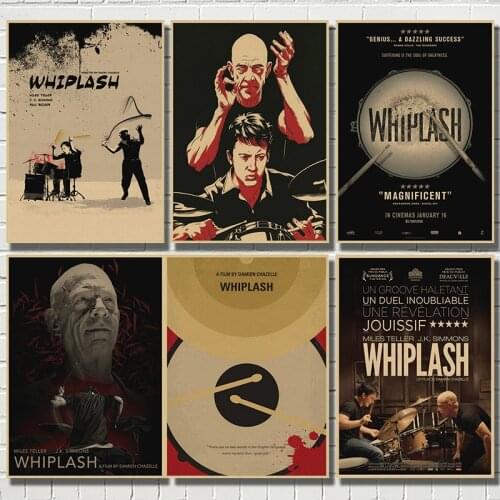 Whiplash Damien Chazelle Miles Teller JKSimmons Movie Poster Kraft paper wall Brown Bar Cafe living room Posters