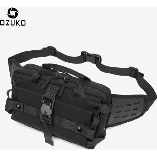 OZUKO New Design Men Waist Bag Fashion Outdoor Sports Chest Pack for Teenager Male Waterproof Shoulder Belt Bag Crossbody Bags