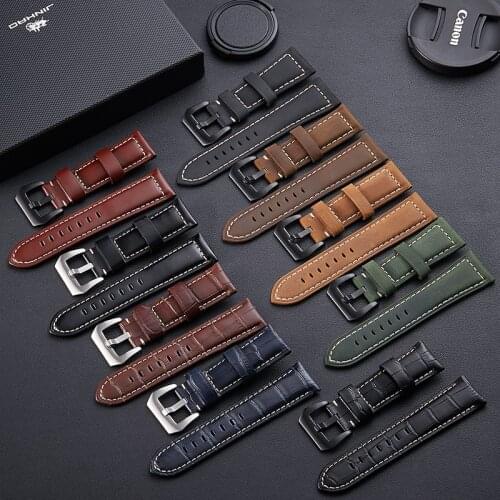 First layer cowhide 4 Color Watch Accessories Genuine Crazy Horse Leather 20mm 22mm 24mm 26mm Watchband Watch Strap & Watch Band