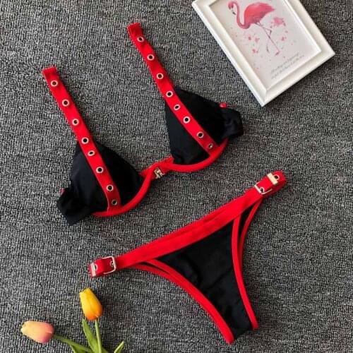 Sexy Underwire Bikini Set New Female Swimsuit Two-pieces Bikini set Bandeau Bather Adjustable Straps Bathing Suit Swim